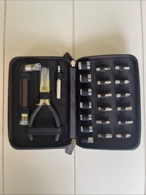 Dark Brown Compact Coach Ratchet and Wrench Tool Set Wallet in Pebbled Leather